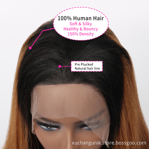 Uniky Ombre Honey Blonde 613 Lace Front Wigs Brazilian Human Hair For Black Women 1B30 Straight 13X4 lace Frontal Wigs